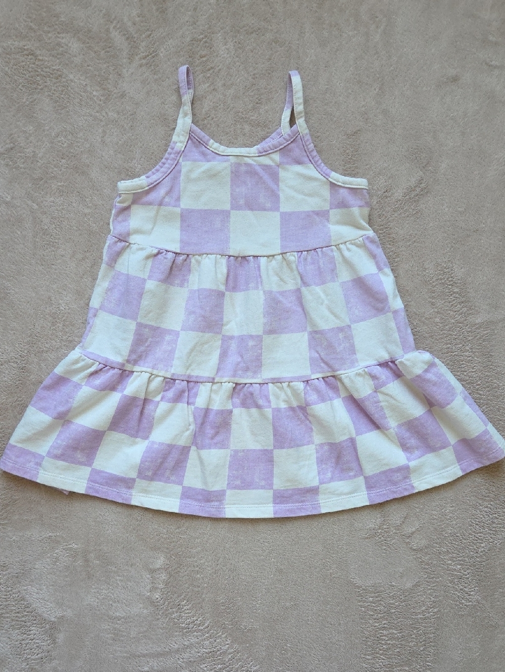 Grayson Mini Lavender Check Tank Dress 3t
